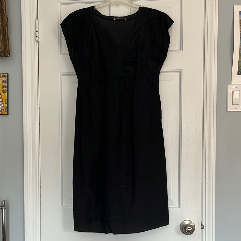 Black Sheath Midi Dress with Flutter Sleeves